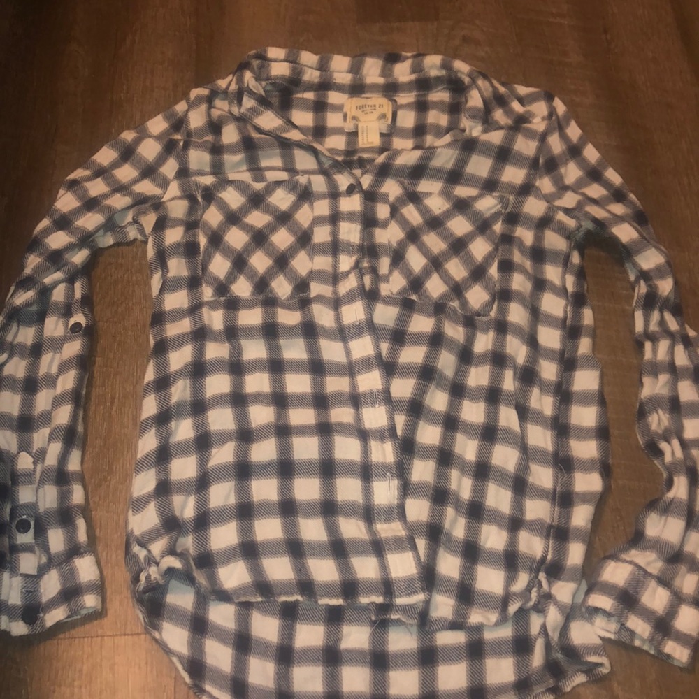 Navy and White Plaid Flannel